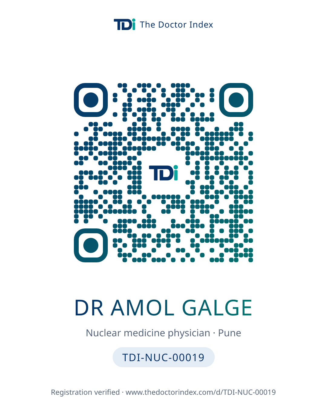 QR card for Dr Amol Galge, TDI-NUC-00019