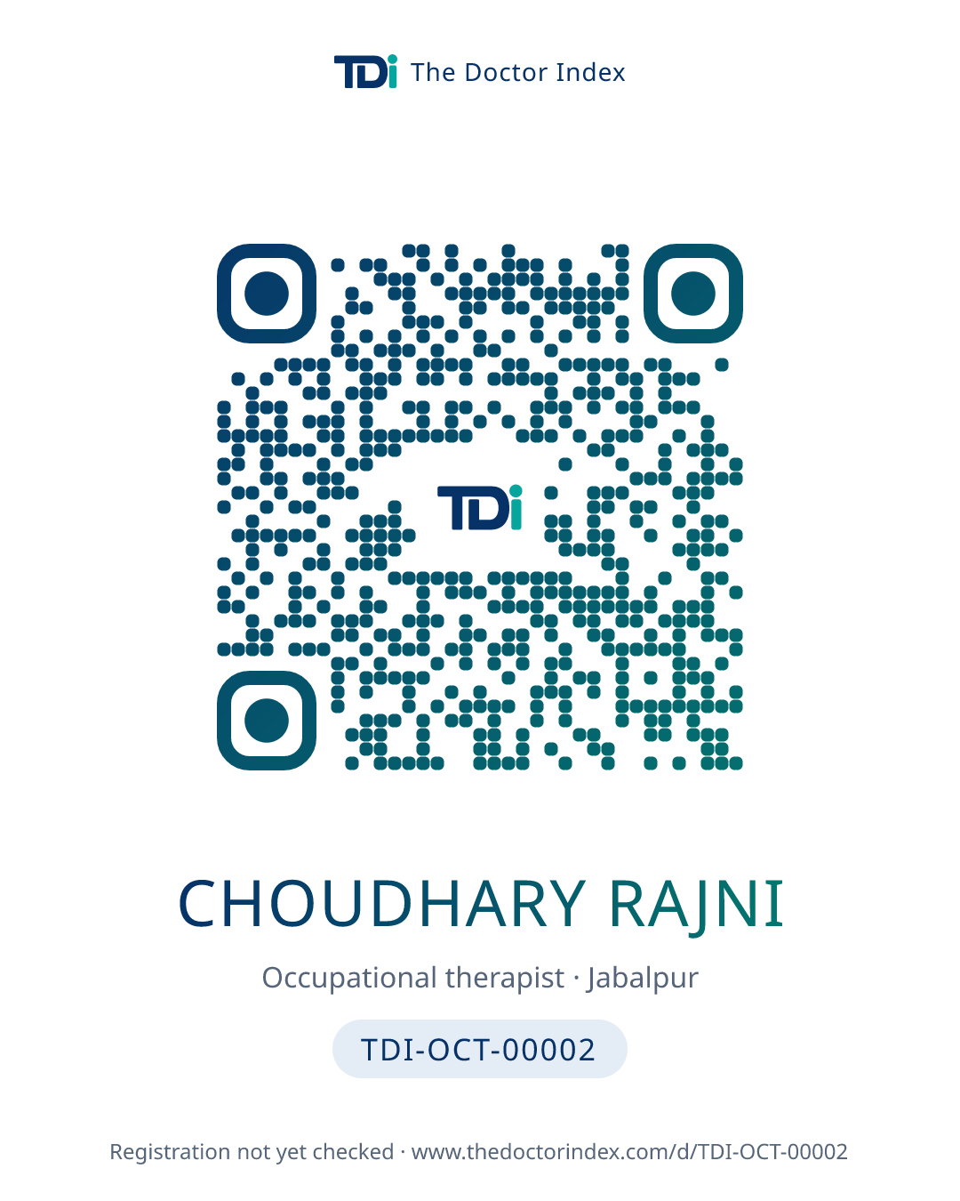 QR card for Choudhary Rajni, TDI-OCT-00002
