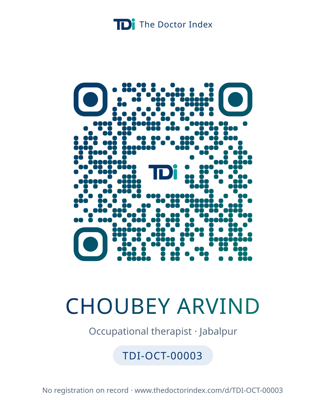 QR card for Choubey Arvind, TDI-OCT-00003