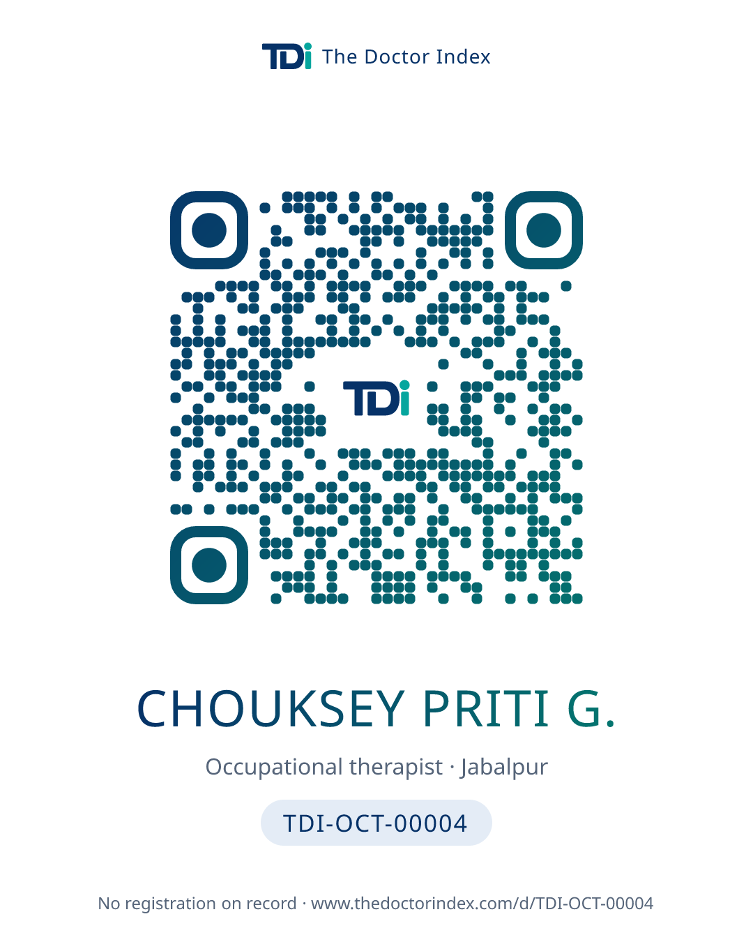 QR card for Chouksey Priti G., TDI-OCT-00004