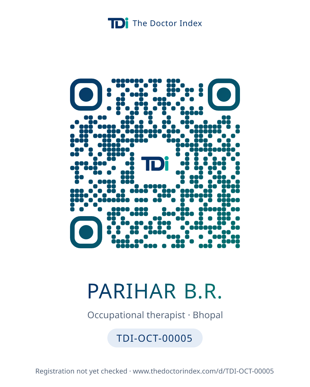 QR card for Parihar B.R., TDI-OCT-00005