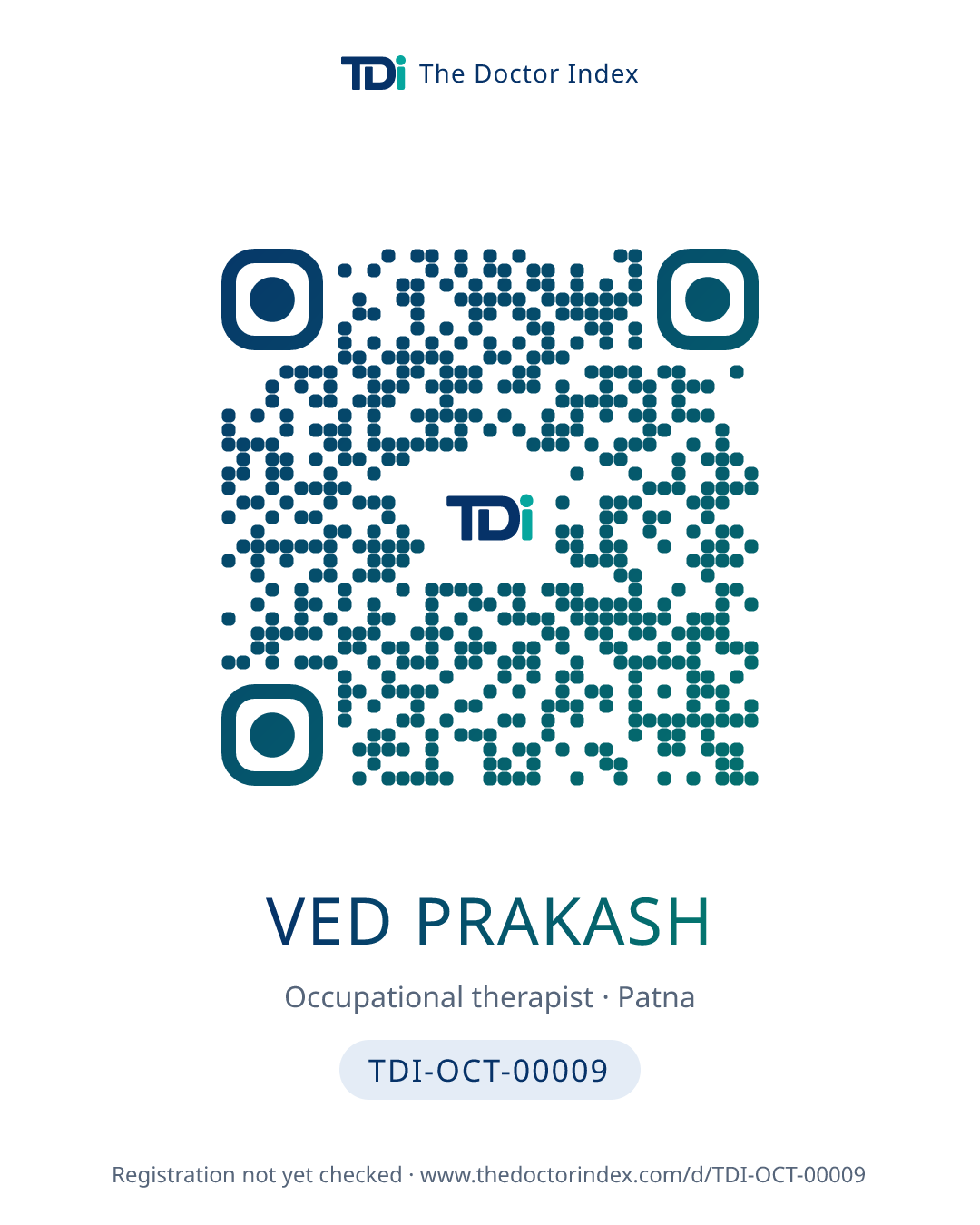 QR card for Ved Prakash, TDI-OCT-00009