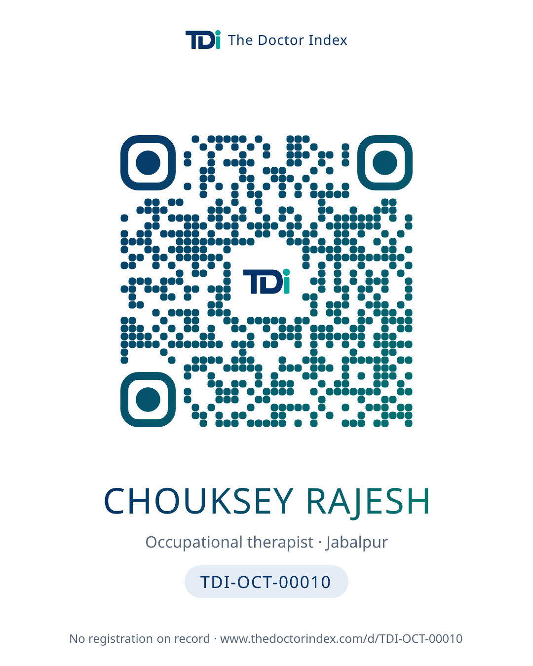 QR card for Chouksey Rajesh, TDI-OCT-00010