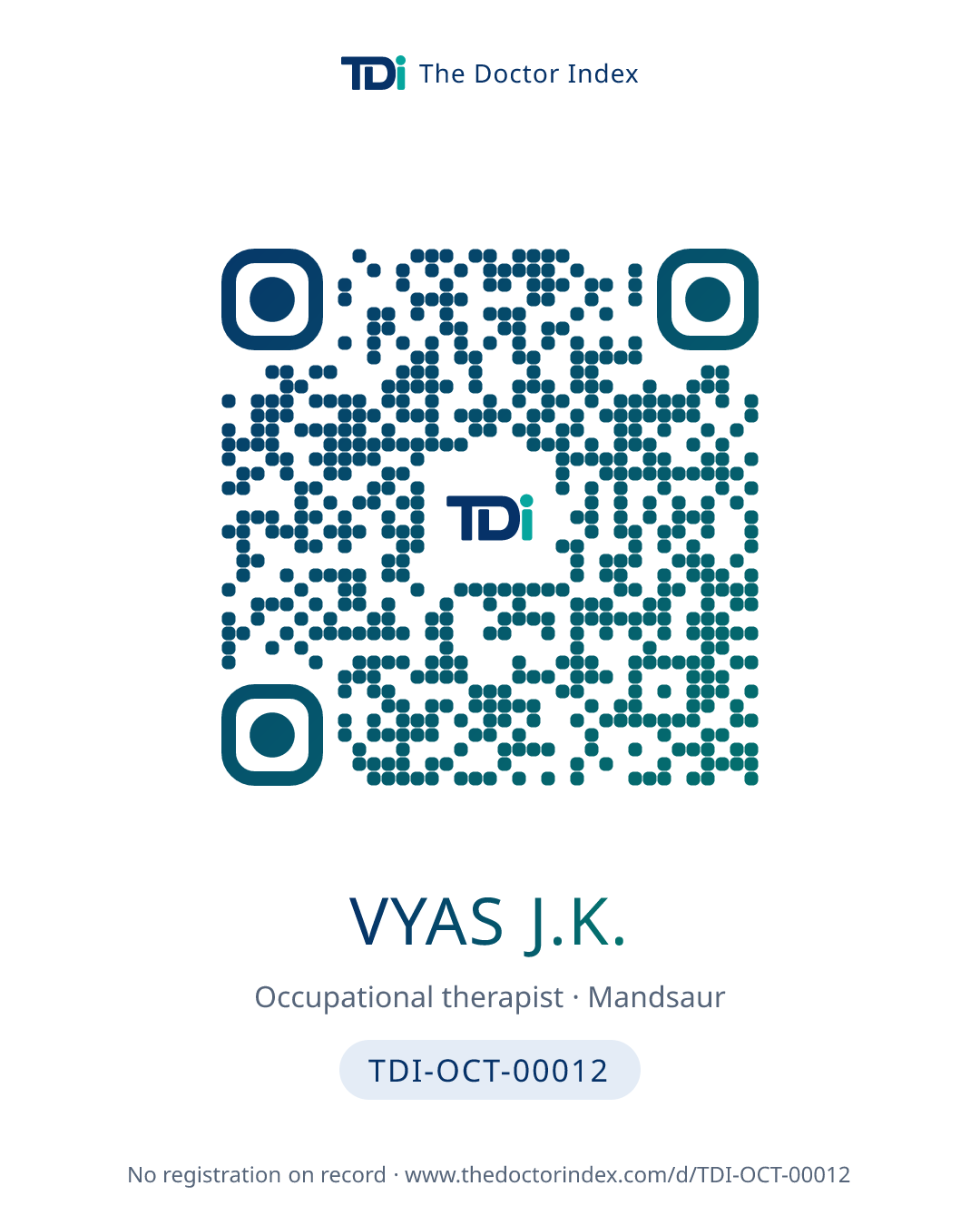 QR card for Vyas J.K., TDI-OCT-00012