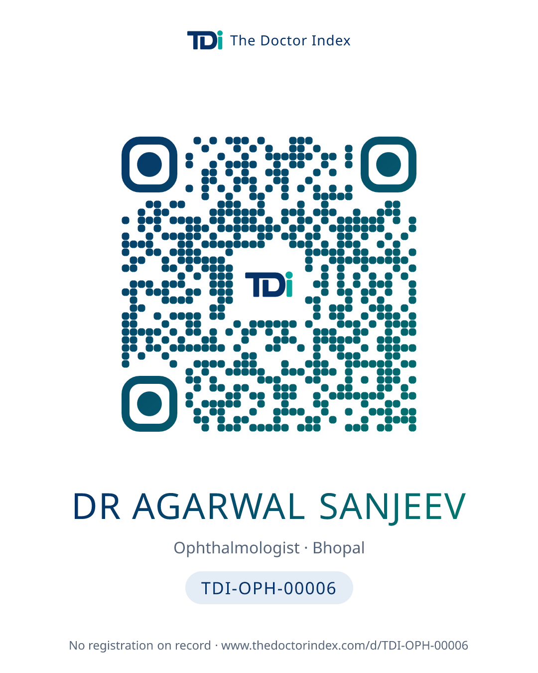 QR card for Dr Agarwal Sanjeev, TDI-OPH-00006