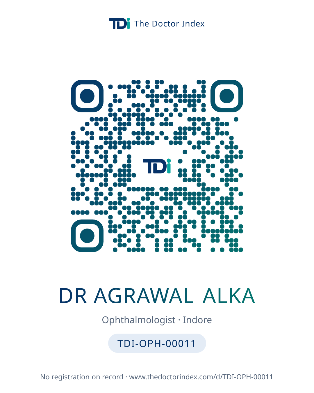 QR card for Dr Agrawal Alka, TDI-OPH-00011