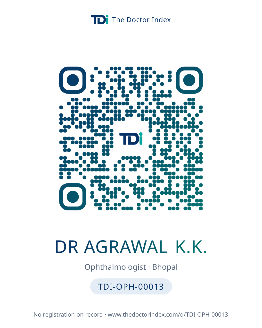 QR card for Dr Agrawal K.K., TDI-OPH-00013