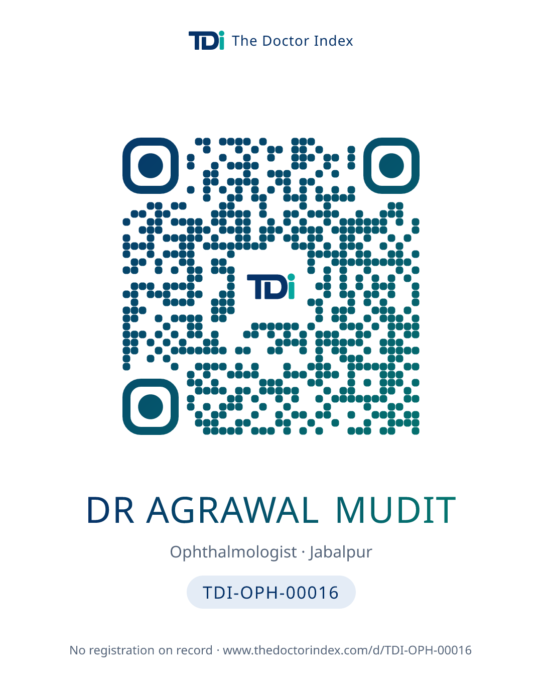 QR card for Dr Agrawal Mudit, TDI-OPH-00016