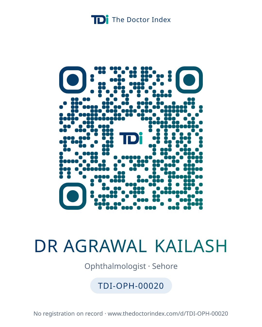 QR card for Dr Agrawal Kailash, TDI-OPH-00020