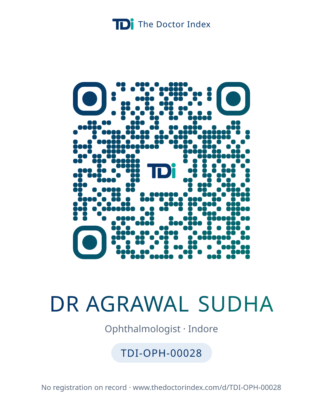QR card for Dr Agrawal Sudha, TDI-OPH-00028