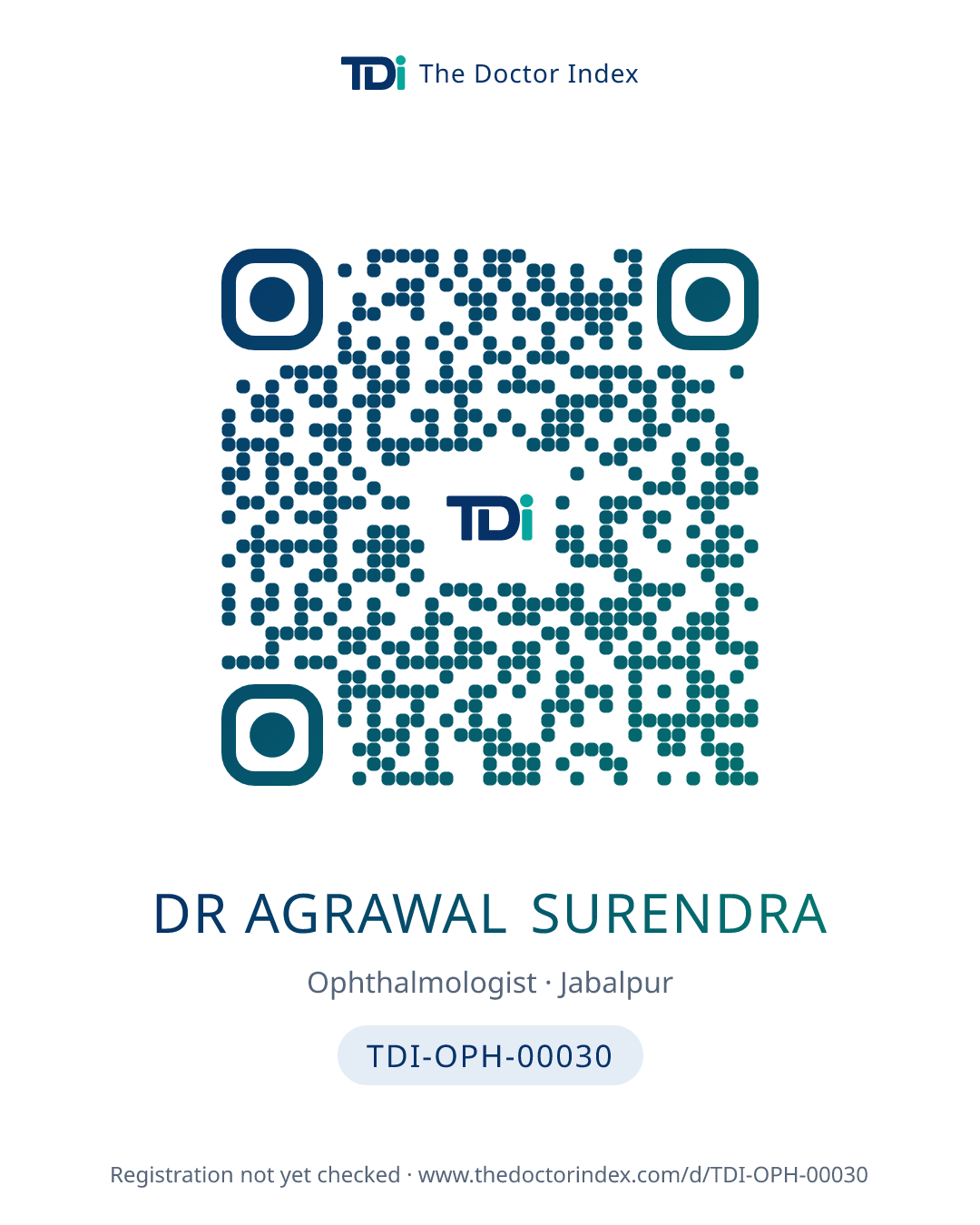 QR card for Dr Agrawal Surendra, TDI-OPH-00030