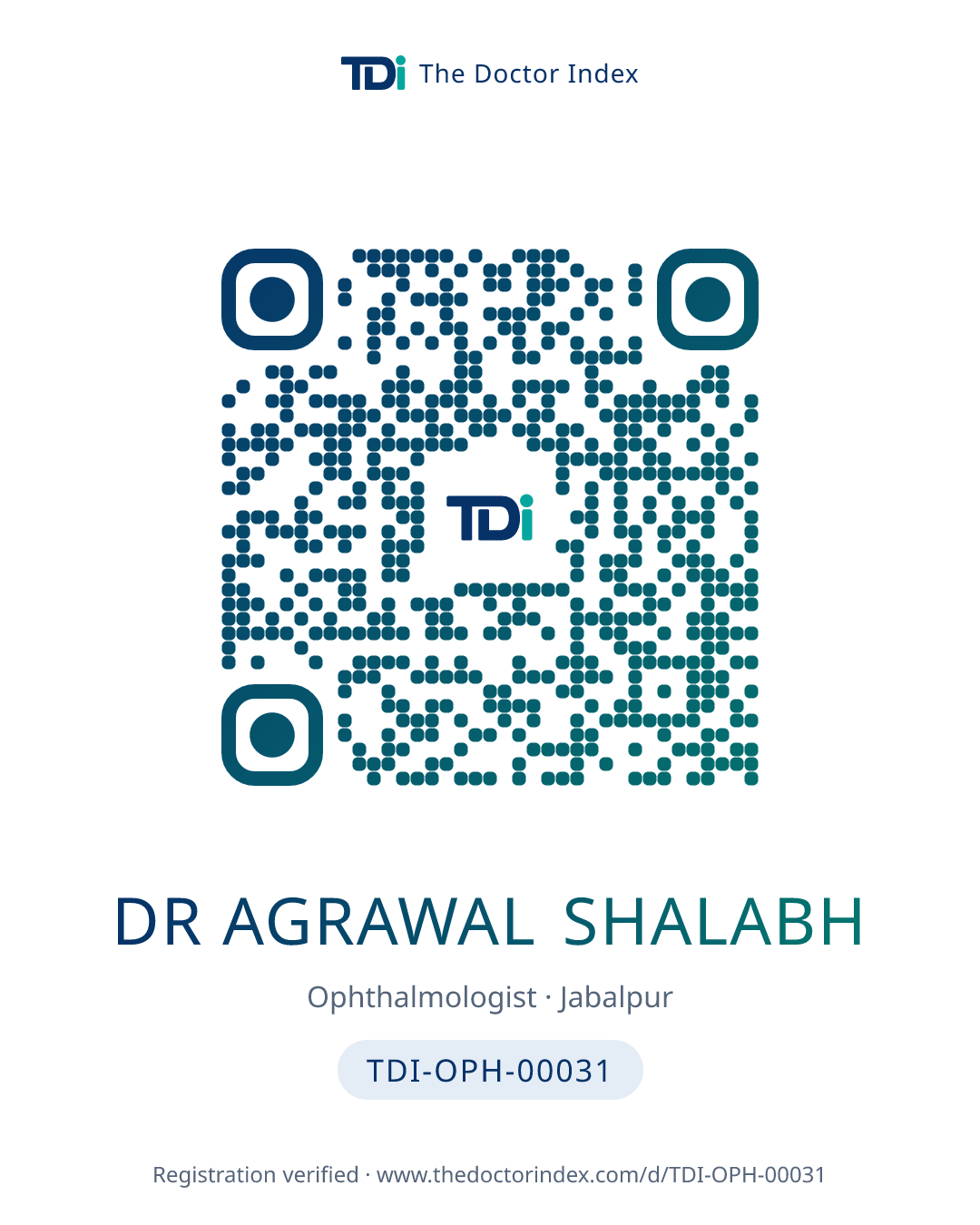 QR card for Dr Agrawal Shalabh, TDI-OPH-00031