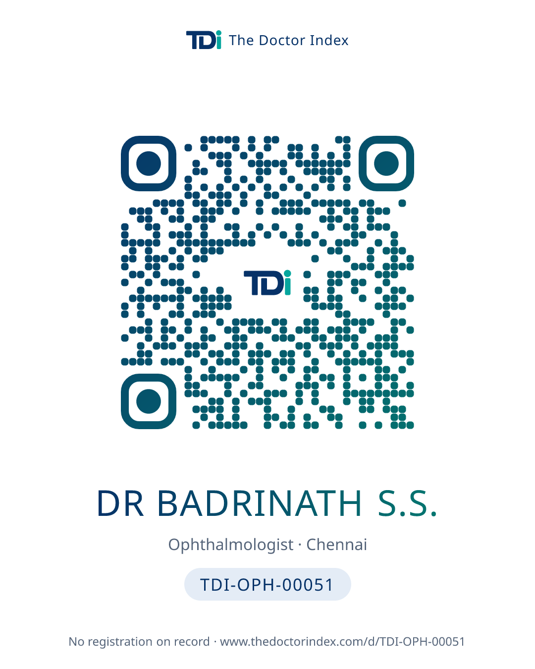 QR card for Dr Badrinath S.S., TDI-OPH-00051