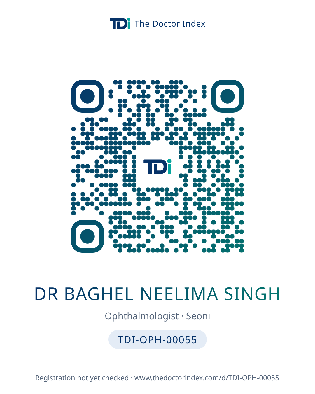 QR card for Dr Baghel Neelima Singh, TDI-OPH-00055