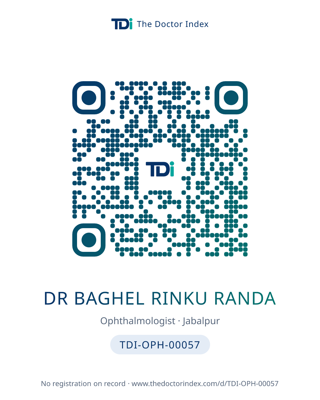 QR card for Dr Baghel Rinku Randa, TDI-OPH-00057