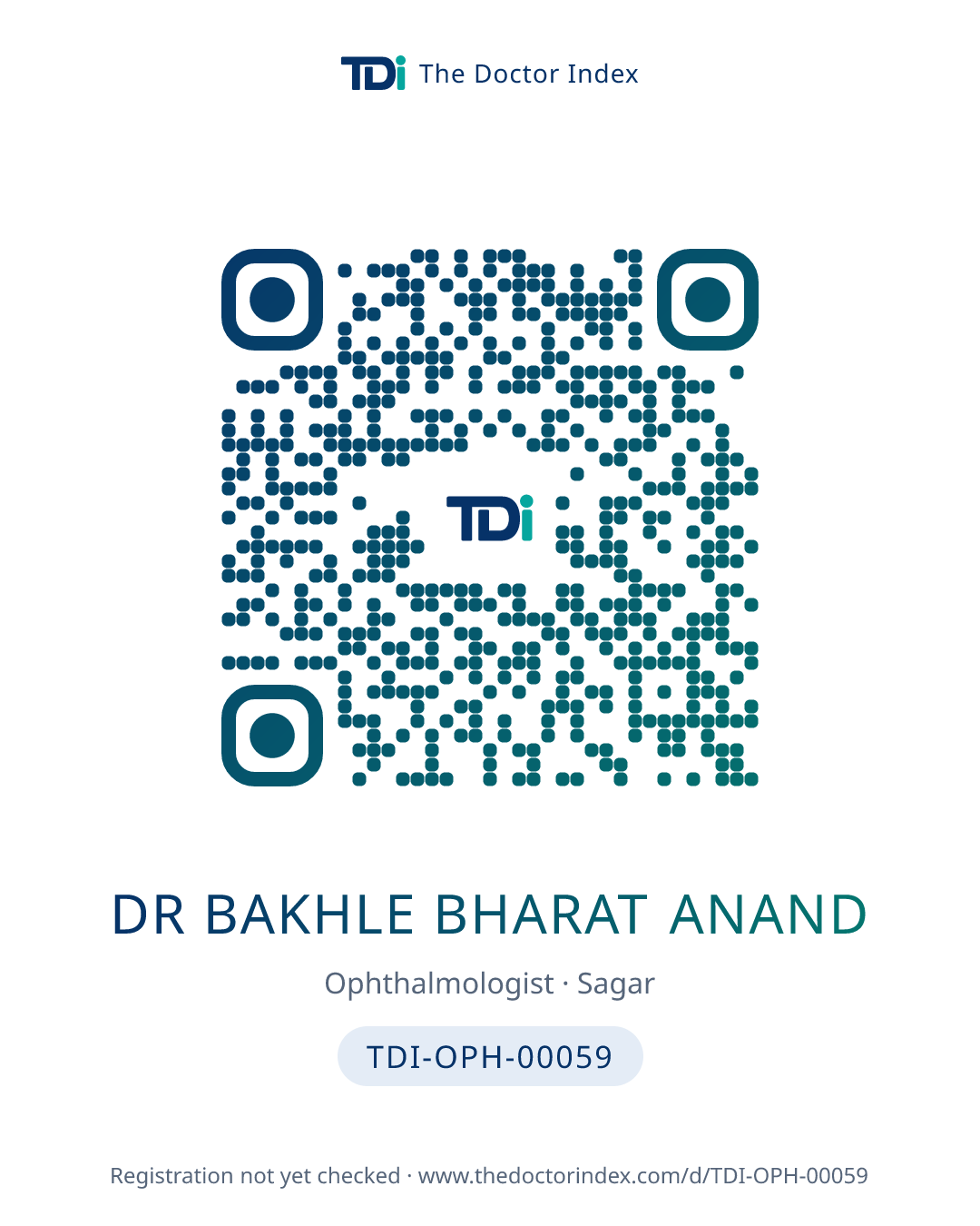 QR card for Dr Bakhle Bharat Anand, TDI-OPH-00059