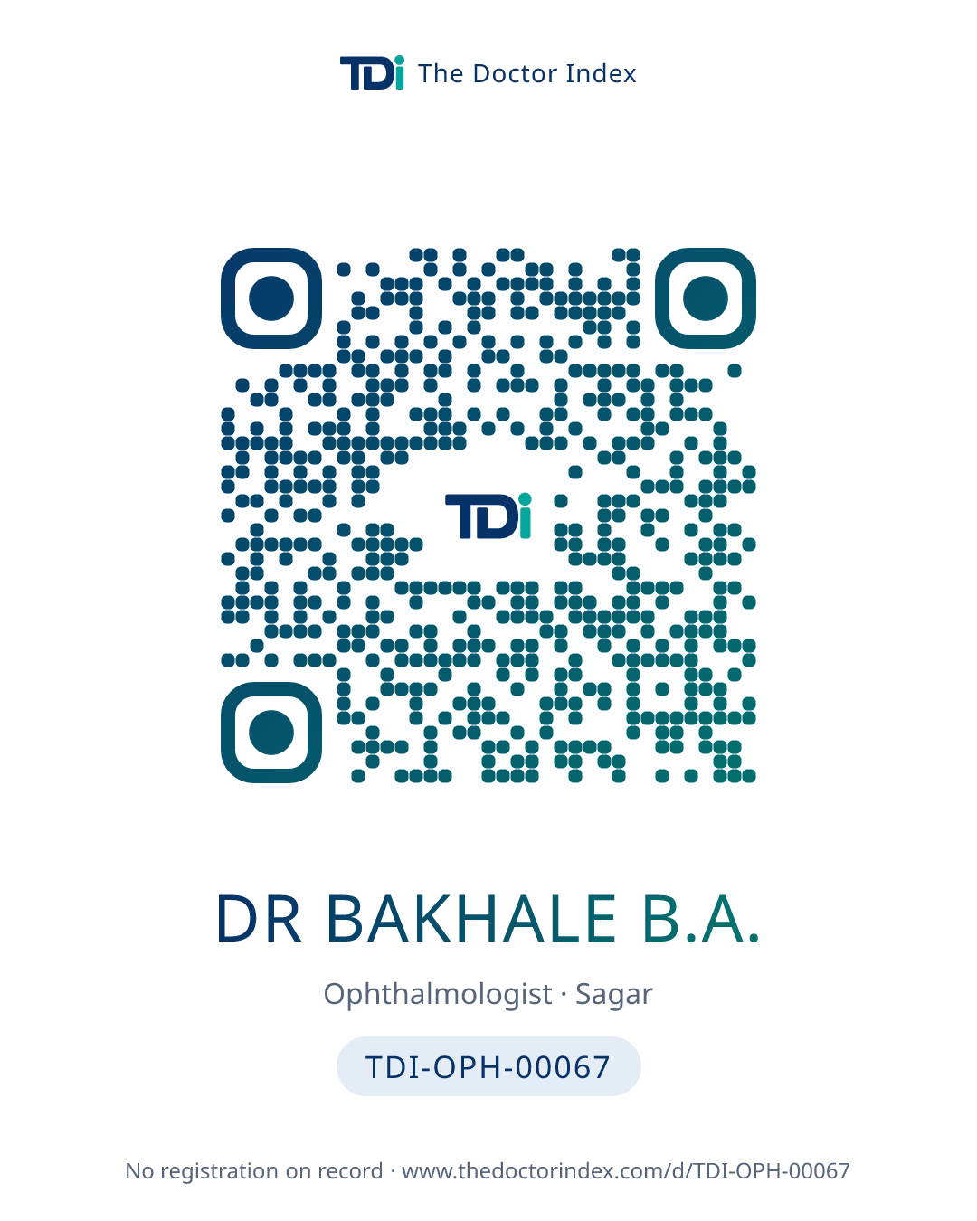 QR card for Dr Bakhale B.A., TDI-OPH-00067