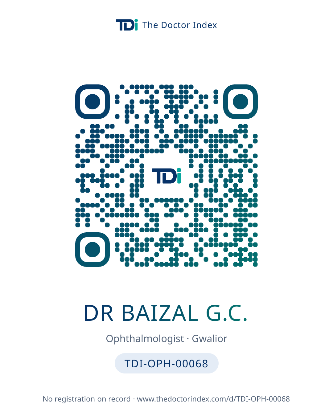 QR card for Dr Baizal G.C., TDI-OPH-00068