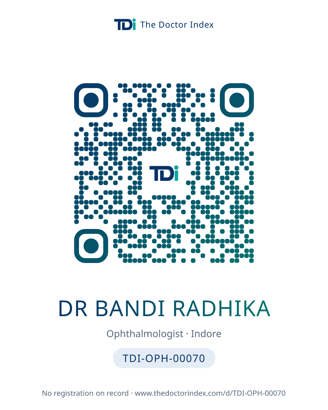 QR card for Dr Bandi Radhika, TDI-OPH-00070
