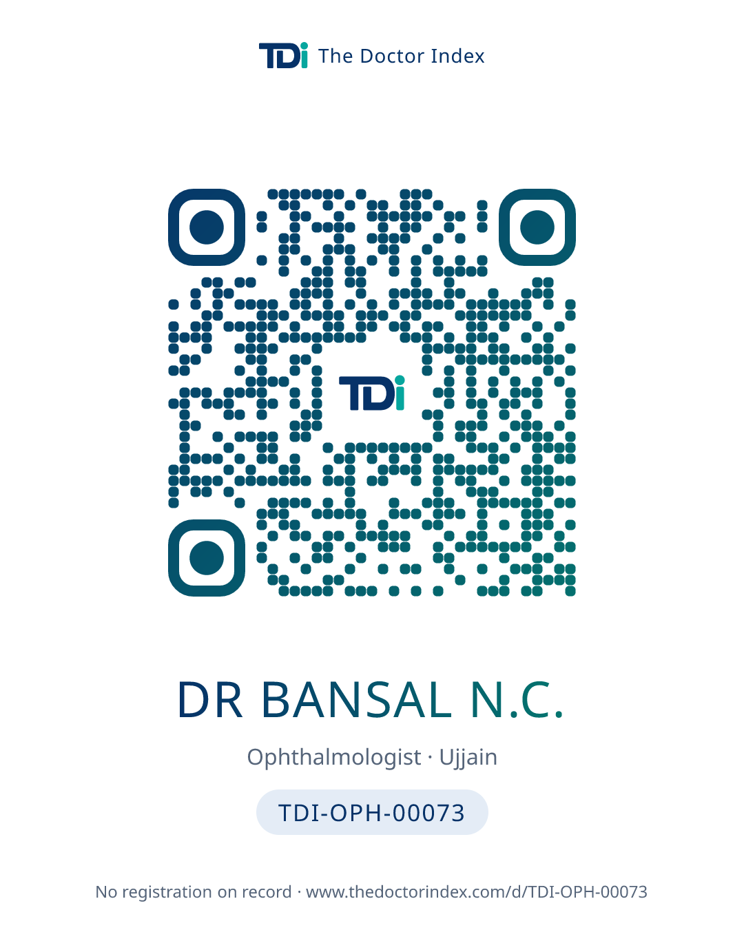 QR card for Dr Bansal N.C., TDI-OPH-00073