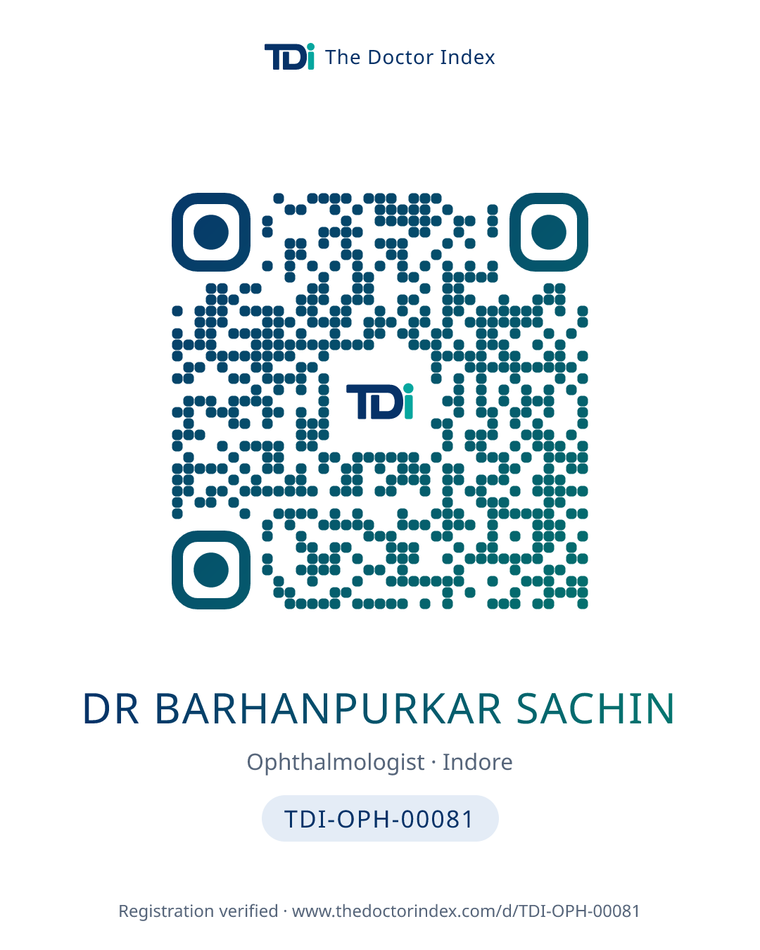 QR card for Dr Barhanpurkar Sachin, TDI-OPH-00081