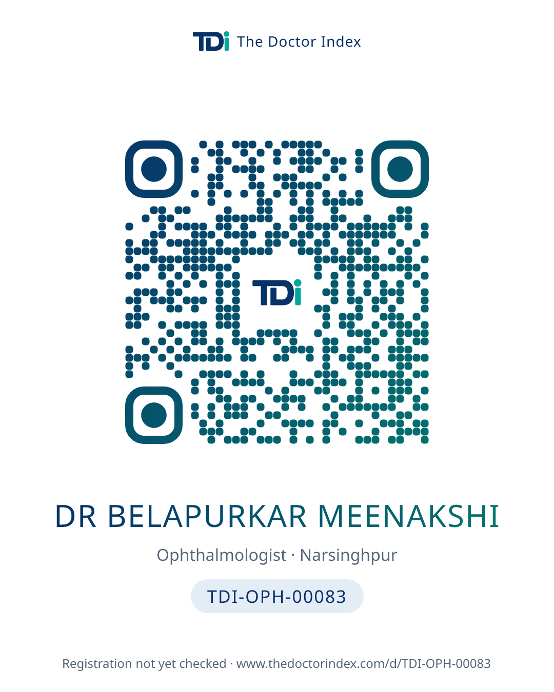 QR card for Dr Belapurkar Meenakshi, TDI-OPH-00083