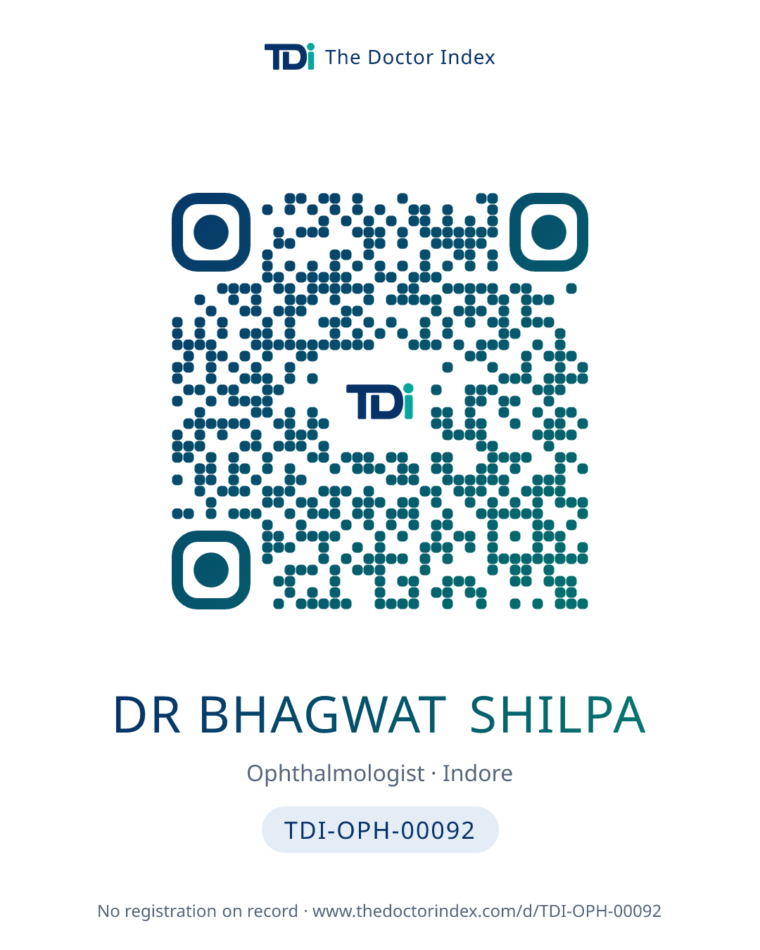 QR card for Dr Bhagwat Shilpa, TDI-OPH-00092