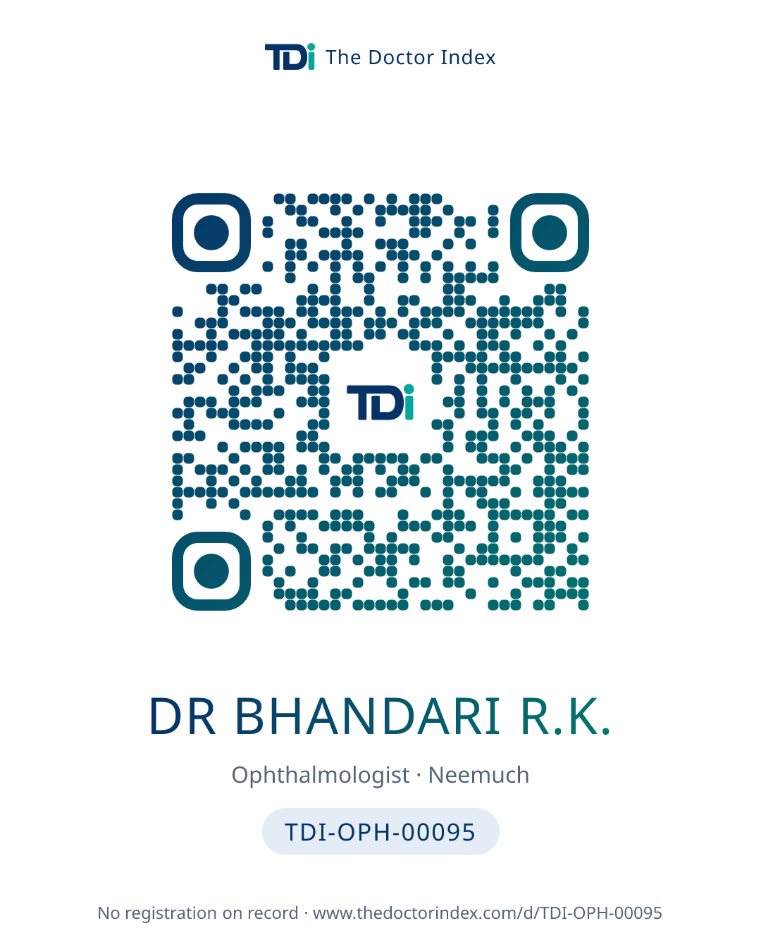 QR card for Dr Bhandari R.K., TDI-OPH-00095
