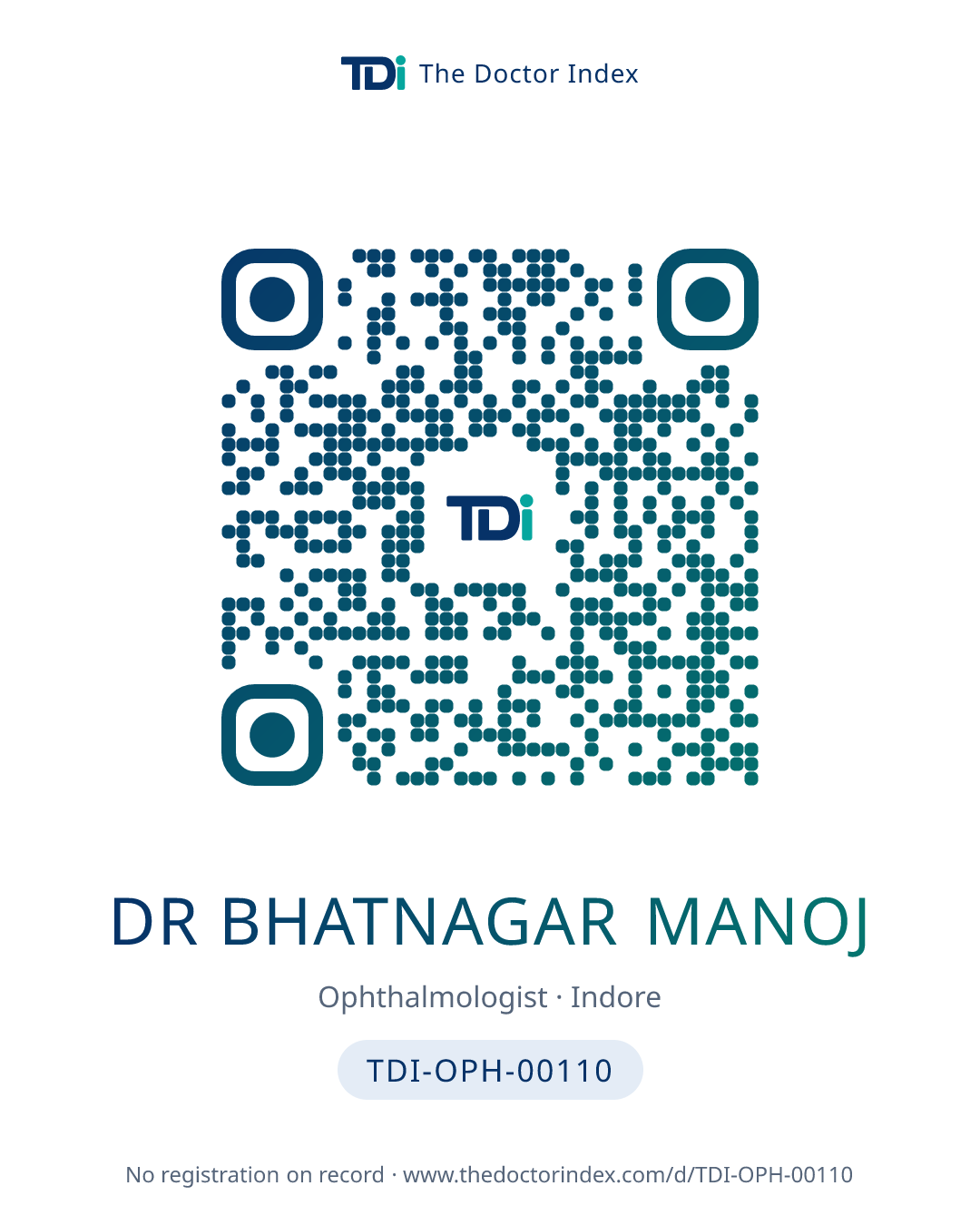 QR card for Dr Bhatnagar Manoj, TDI-OPH-00110