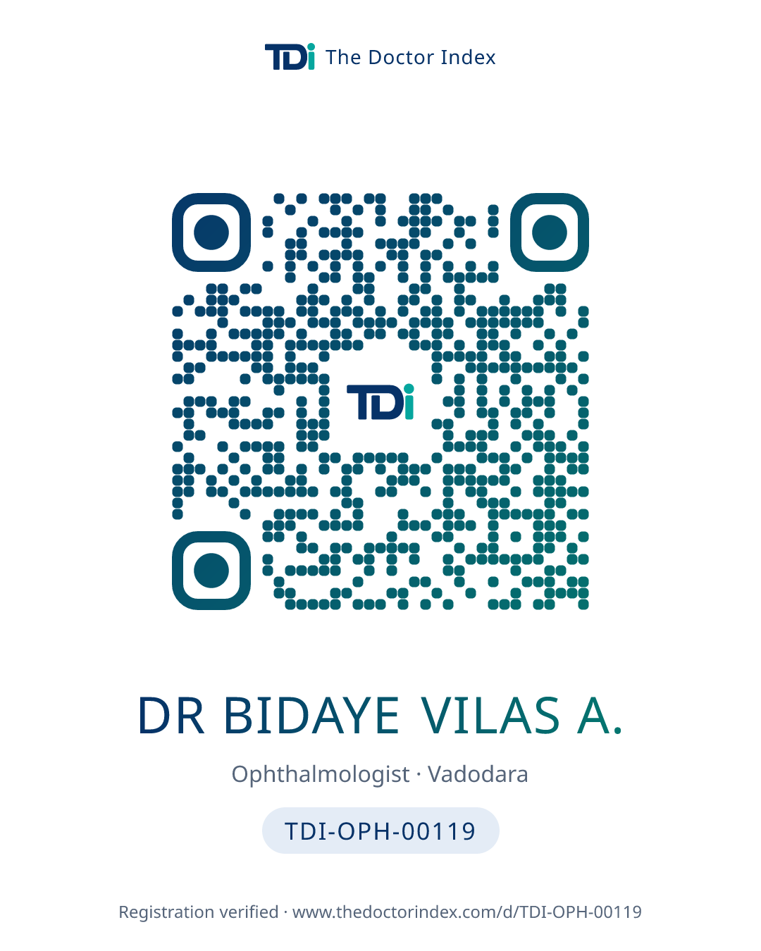 QR card for Dr Bidaye Vilas A., TDI-OPH-00119