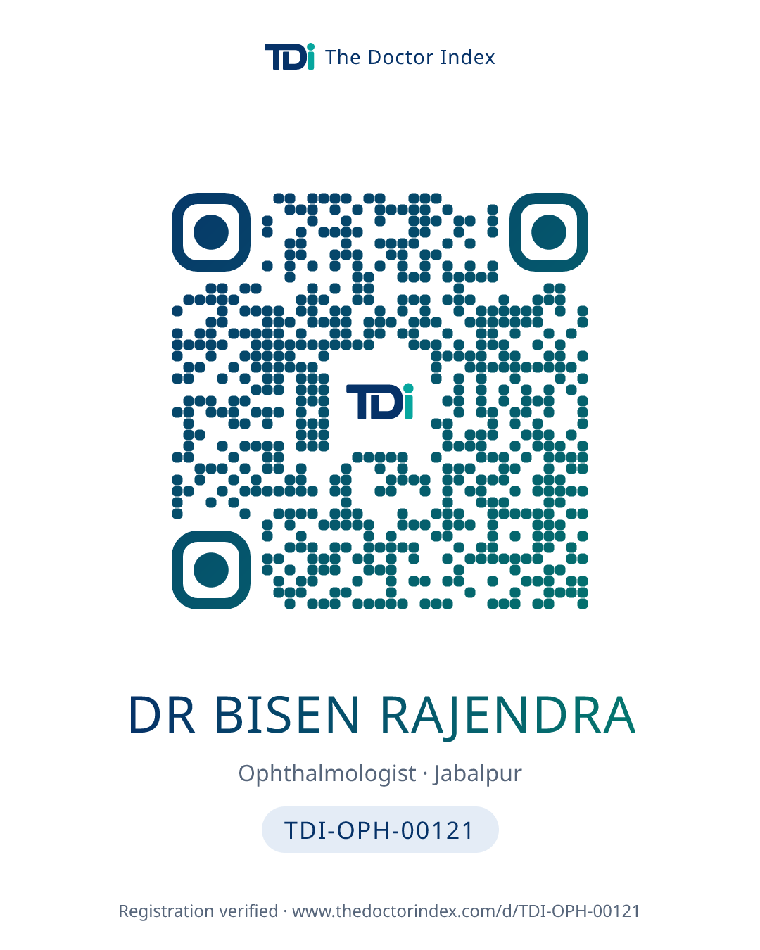 QR card for Dr Bisen Rajendra, TDI-OPH-00121