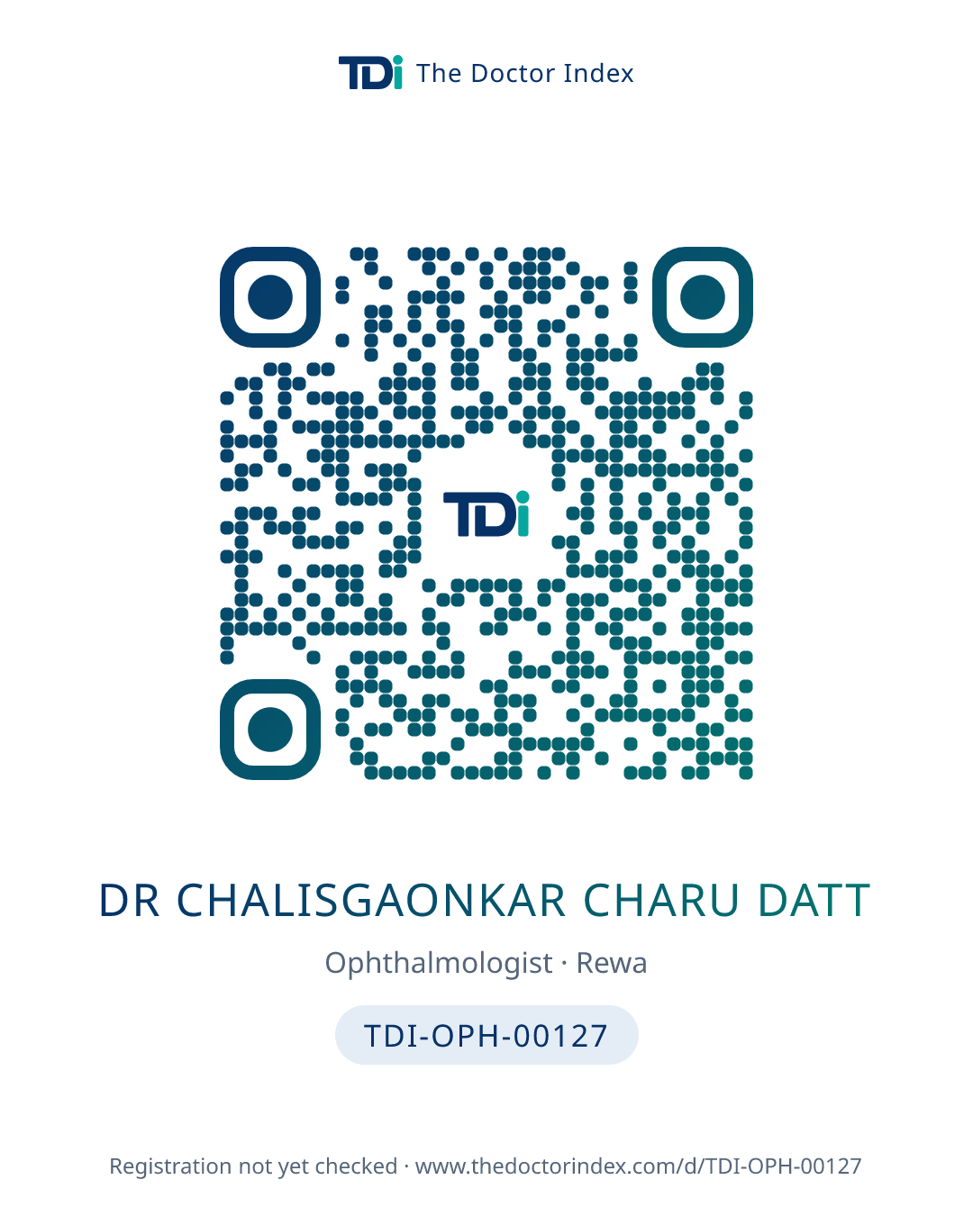 QR card for Dr Chalisgaonkar Charu Datt, TDI-OPH-00127