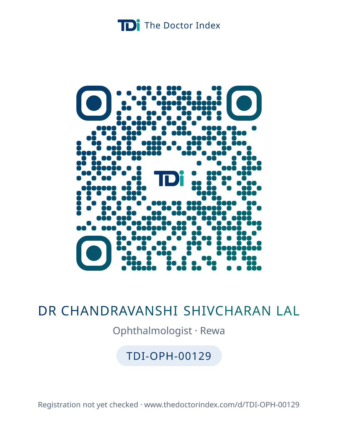 QR card for Dr Chandravanshi Shivcharan Lal, TDI-OPH-00129