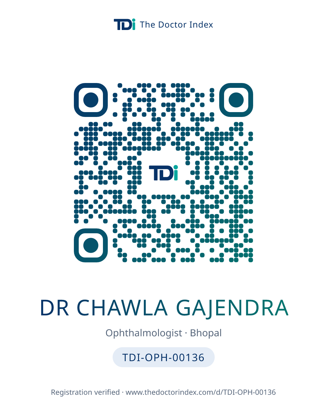 QR card for Dr Chawla Gajendra, TDI-OPH-00136
