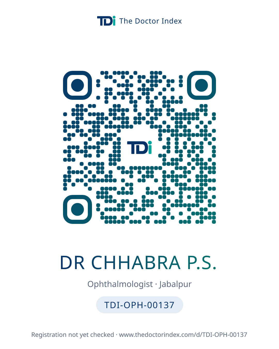 QR card for Dr Chhabra P.S., TDI-OPH-00137