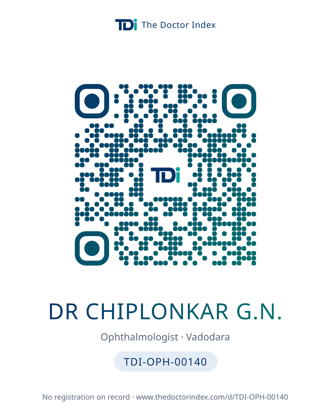 QR card for Dr Chiplonkar G.N., TDI-OPH-00140