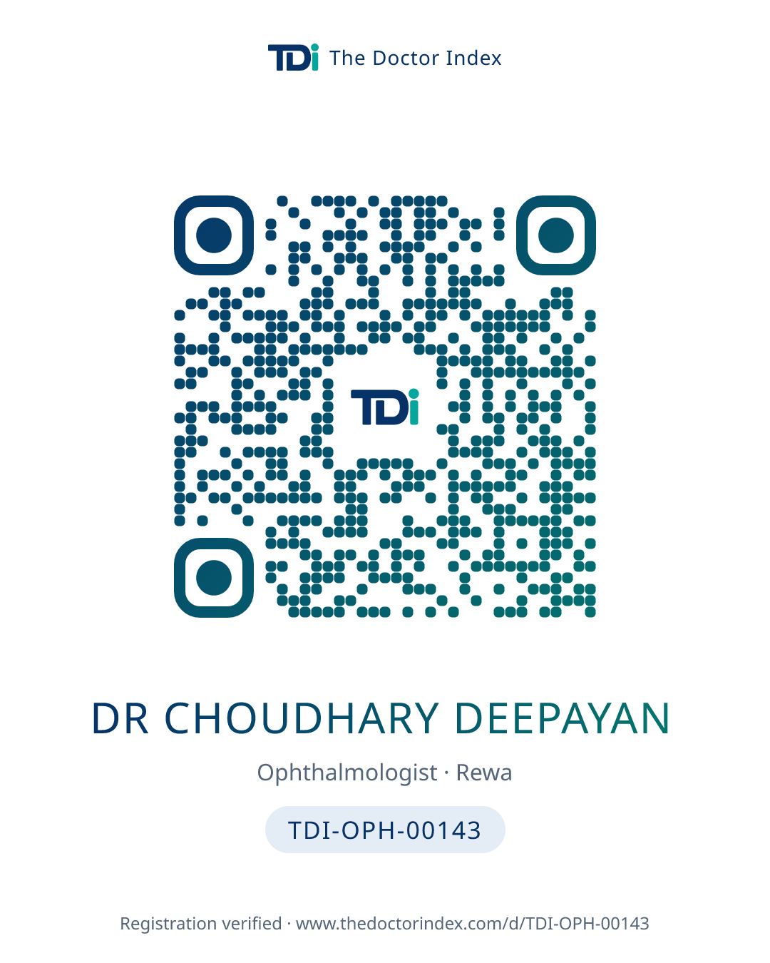 QR card for Dr Choudhary Deepayan, TDI-OPH-00143