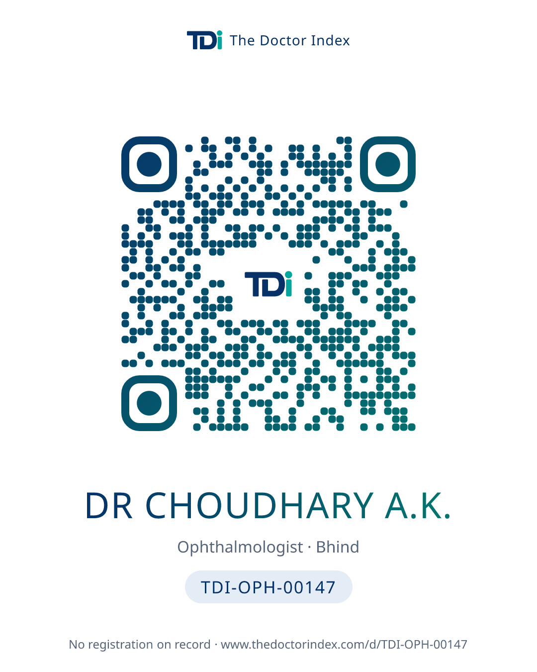 QR card for Dr Choudhary A.K., TDI-OPH-00147