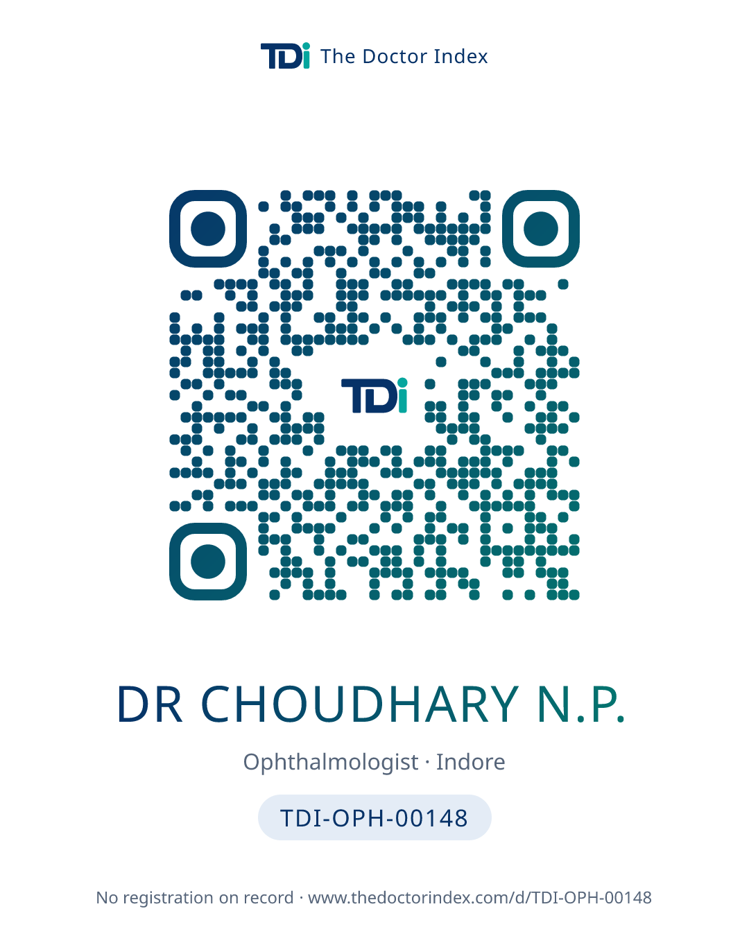 QR card for Dr Choudhary N.P., TDI-OPH-00148