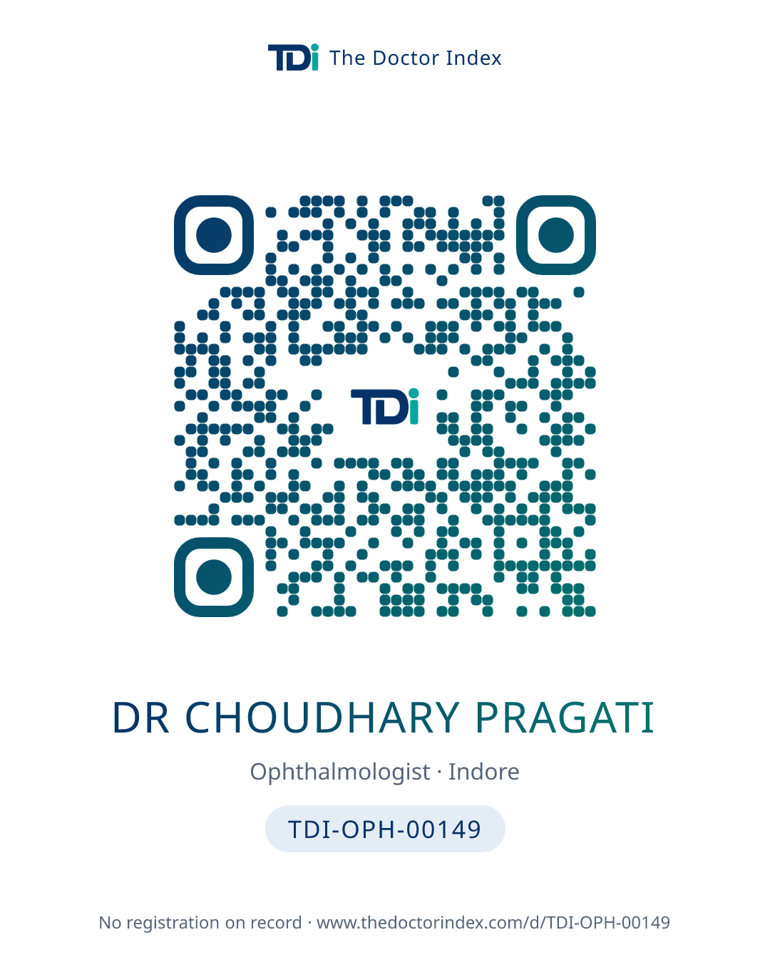 QR card for Dr Choudhary Pragati, TDI-OPH-00149