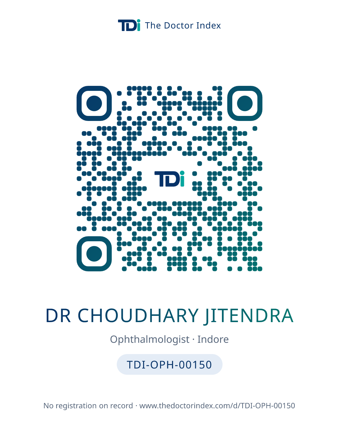 QR card for Dr Choudhary Jitendra, TDI-OPH-00150