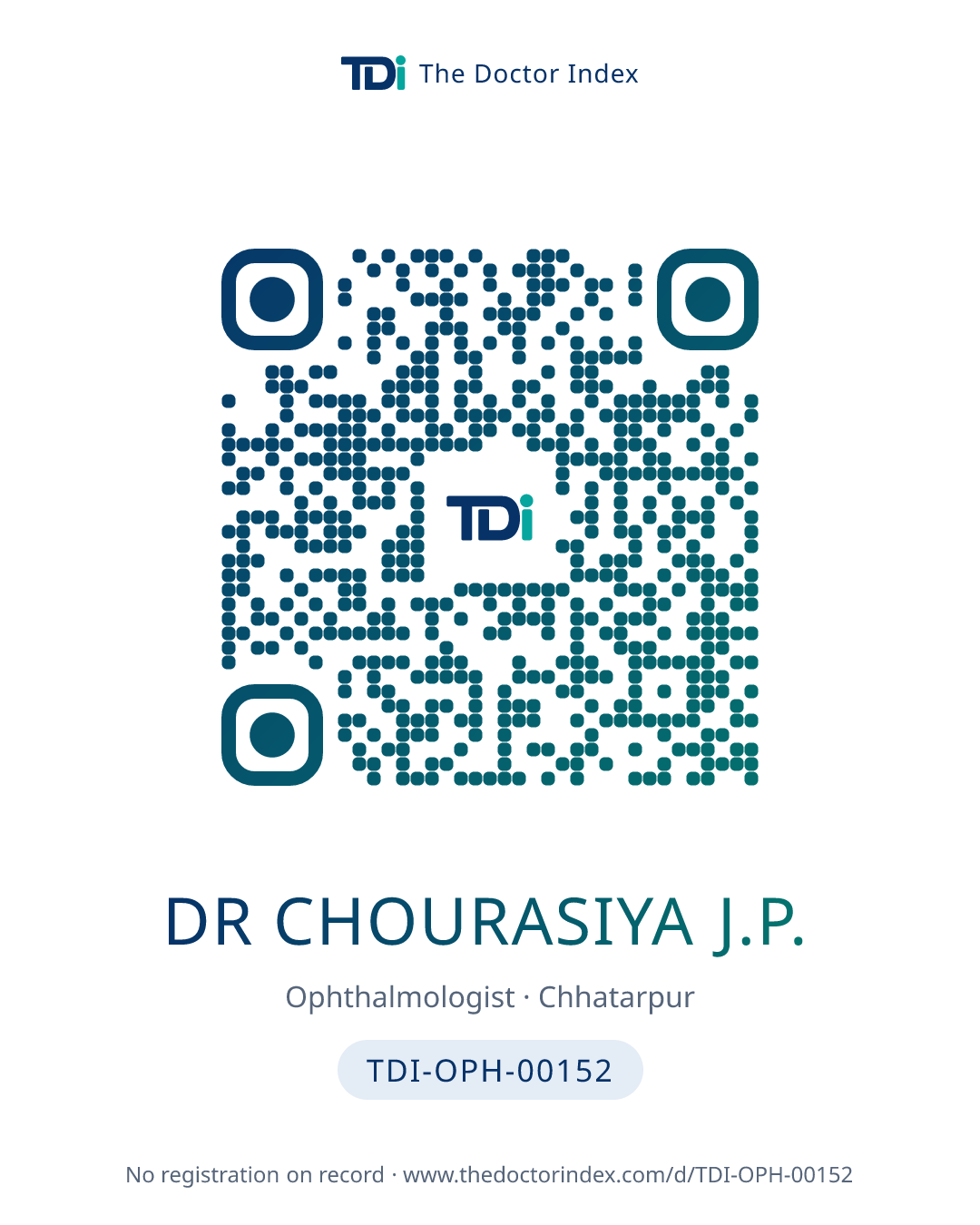 QR card for Dr Chourasiya J.P., TDI-OPH-00152