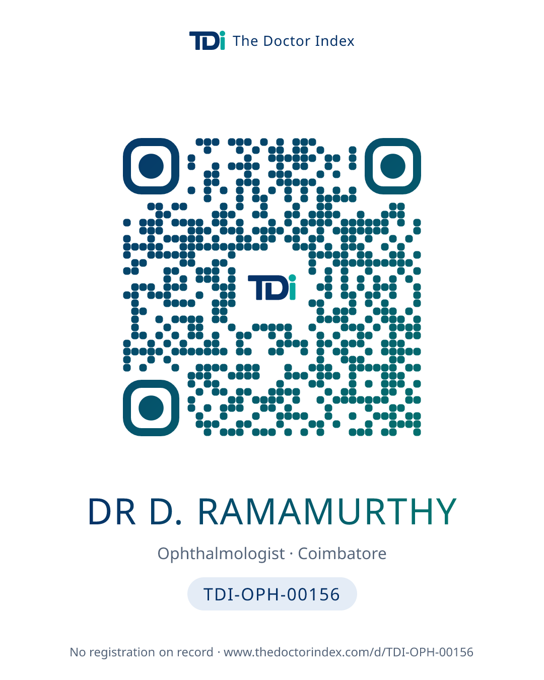 QR card for Dr D. Ramamurthy, TDI-OPH-00156
