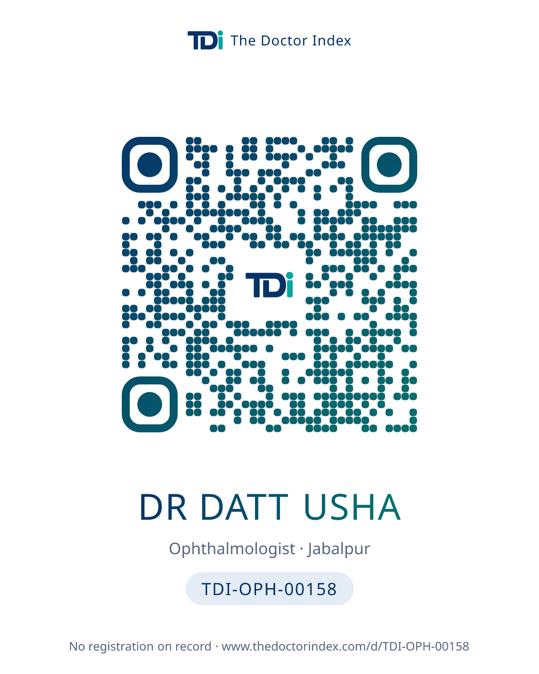 QR card for Dr Datt Usha, TDI-OPH-00158