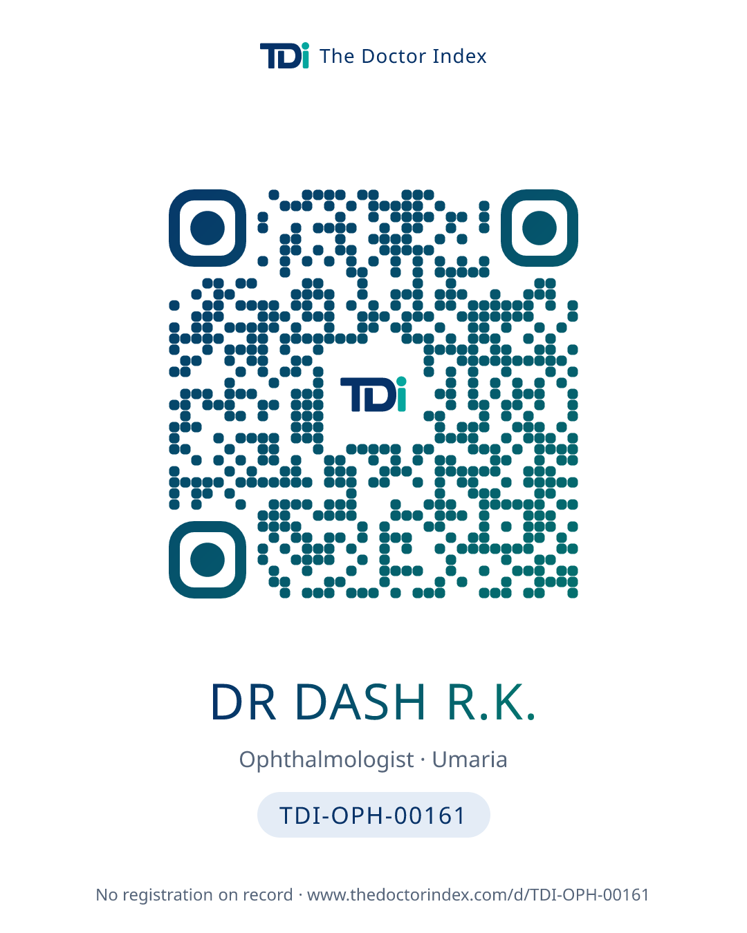 QR card for Dr Dash R.K., TDI-OPH-00161
