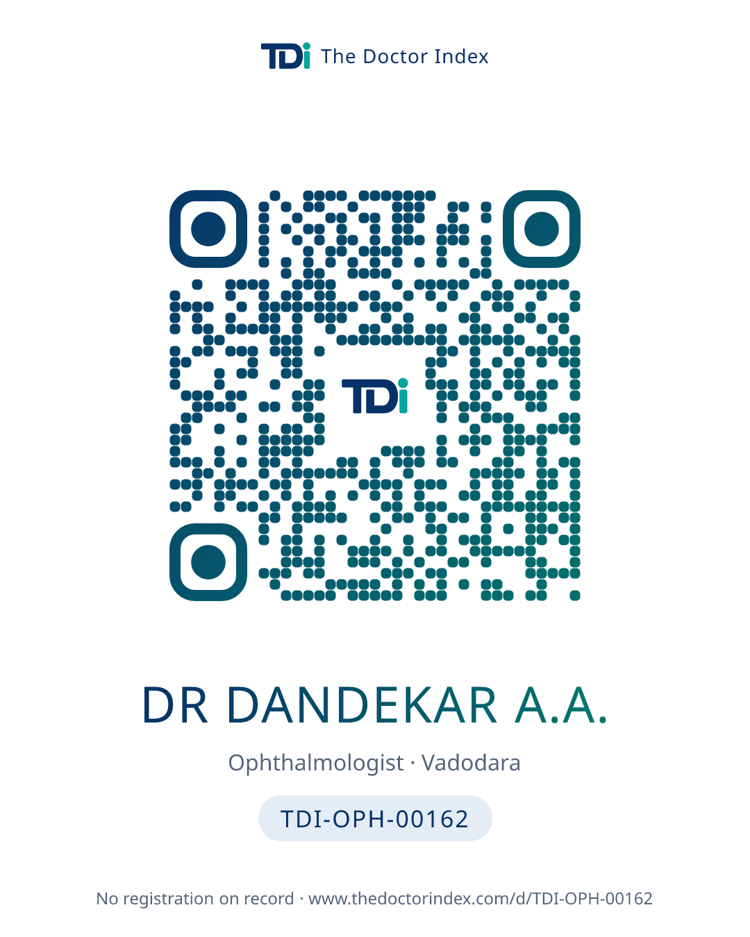 QR card for Dr Dandekar A.A., TDI-OPH-00162