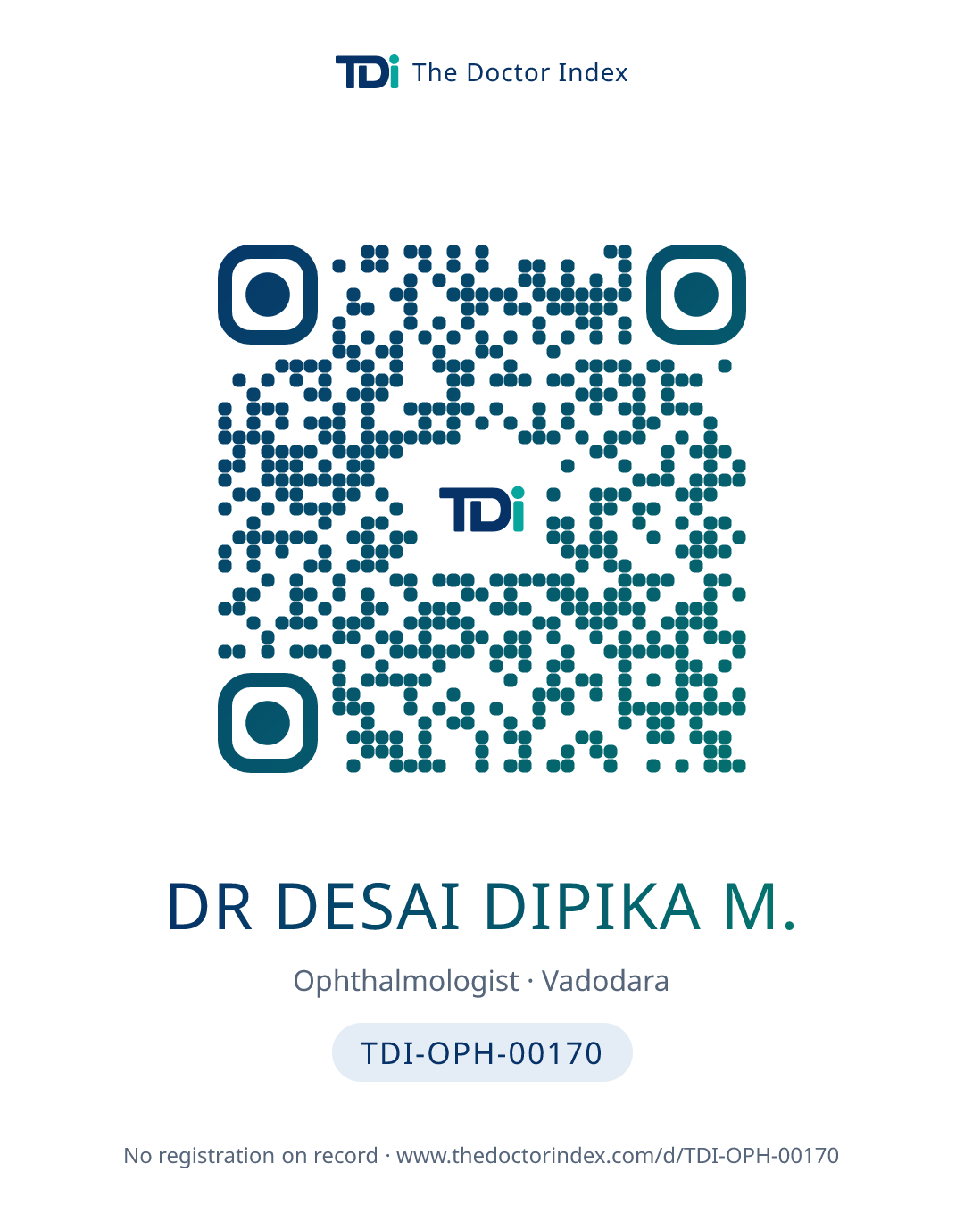 QR card for Dr Desai Dipika M., TDI-OPH-00170