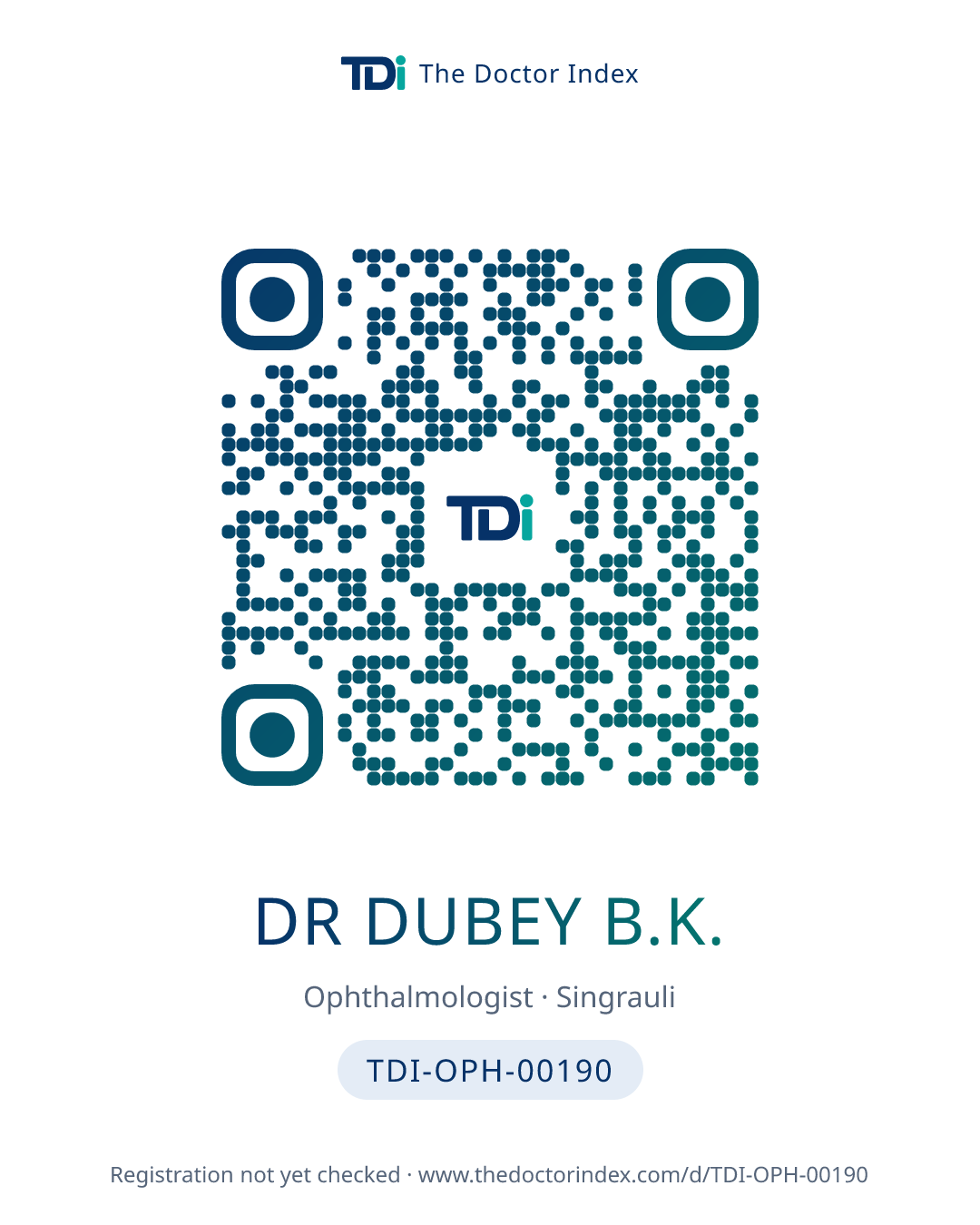 QR card for Dr Dubey B.K., TDI-OPH-00190