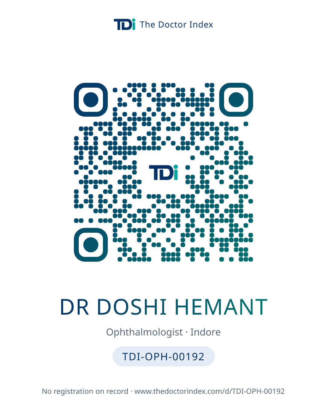 QR card for Dr Doshi Hemant, TDI-OPH-00192