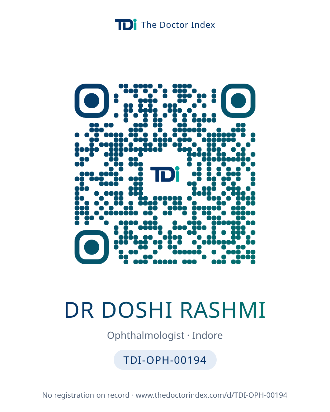 QR card for Dr Doshi Rashmi, TDI-OPH-00194